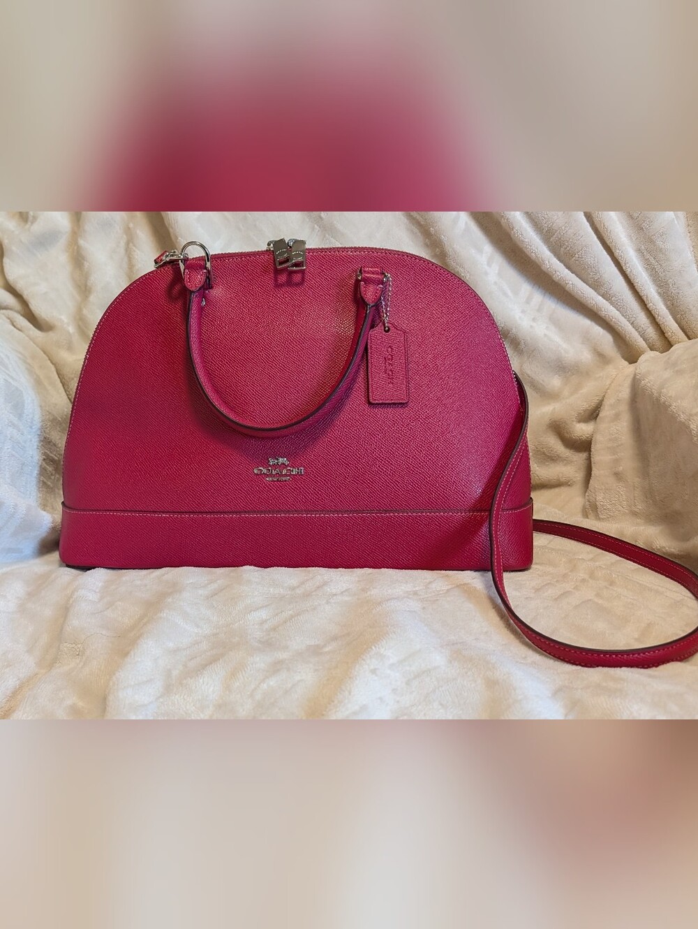 Coach Pink Dome Satchel with Removable Strap